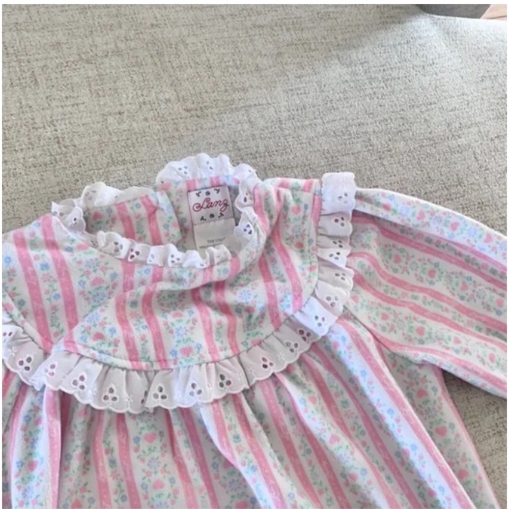 🪞 lanz pink heart printed long sleeve pajama nightgown dress kids girls size 3T - Picture 5 of 5